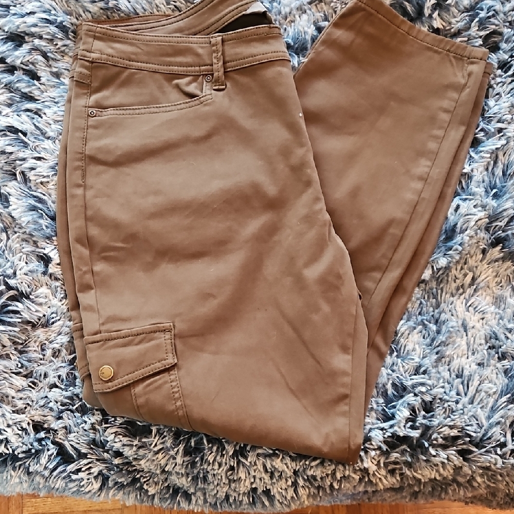 Natural Reflections Brown Pants with Button Detail
